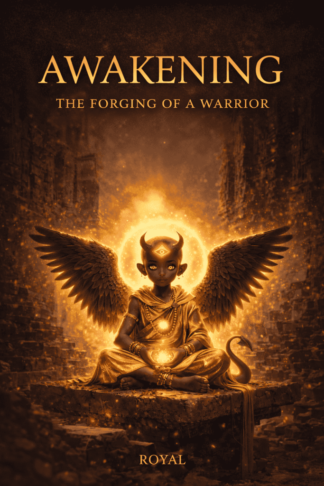 Book cover for 'Awakening: The Forging of a Warrior' with a mystical winged figure.